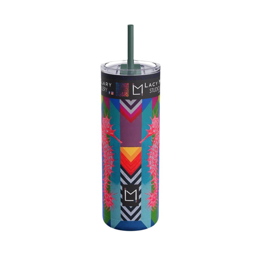 Seahorse Shine On FMB (Deep Teal) 20oz Skinny Tumbler with Straw