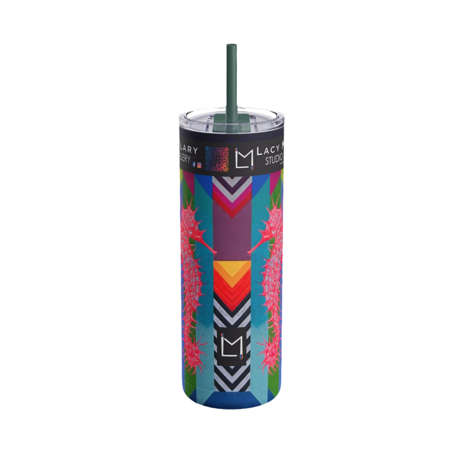 Seahorse Shine On FMB (Deep Teal) 20oz Skinny Tumbler with Straw
